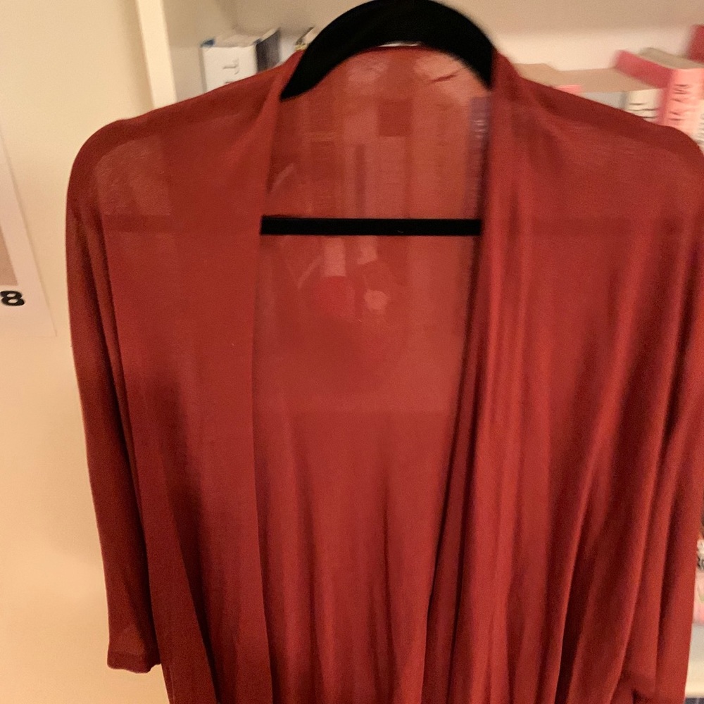 Eileen Fisher silk cashmere rust serape wrap